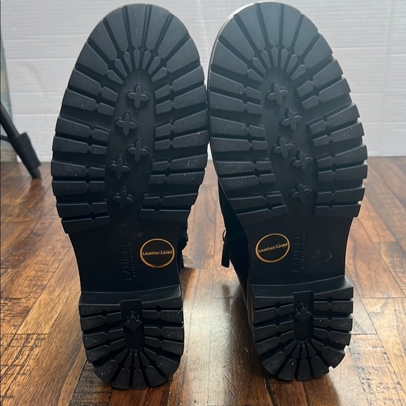 NWT Lauren Ralph Lauren Leather Black Colbie Ankle Boots   gold tone logo LRL 8 - Picture 5 of 16